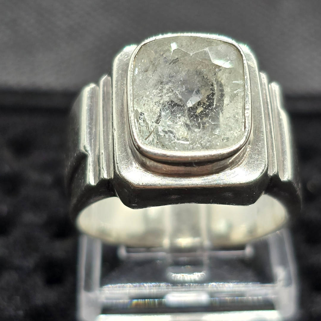 Untreated Topaz Silver Ring