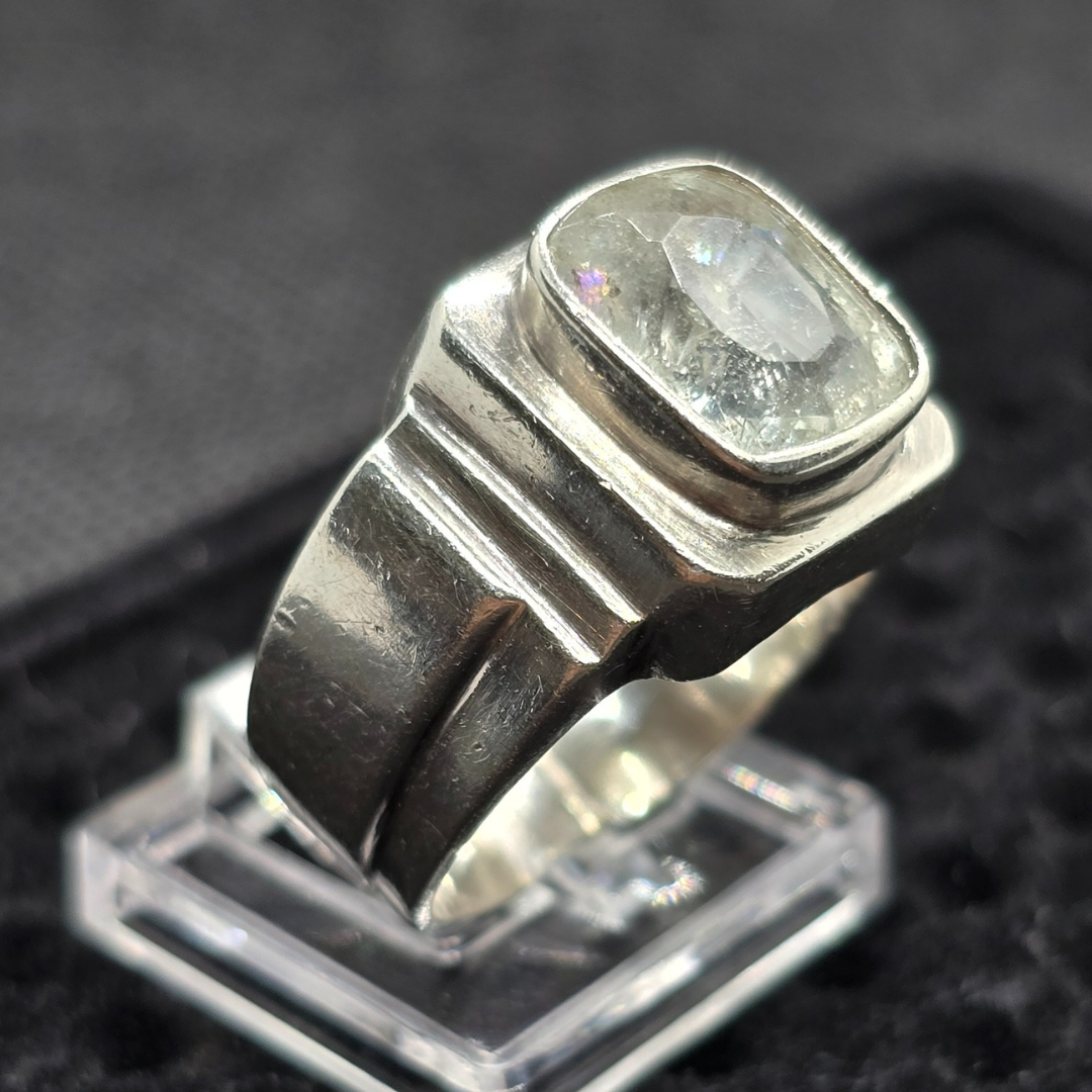 Untreated Topaz Silver Ring