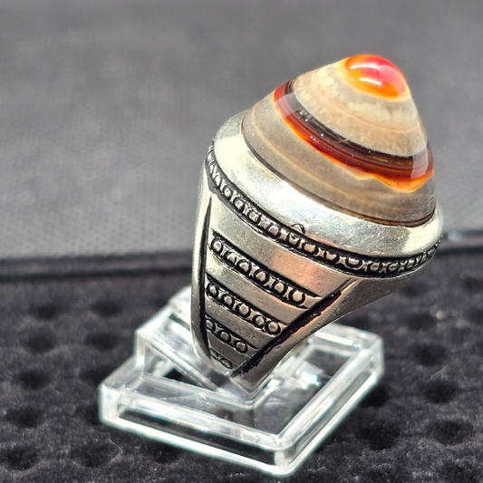 Yamni Aqeeq Eye Stone Silver Ring