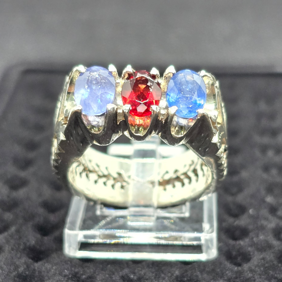 Ruby & Ceylon Sapphires Silver Ring