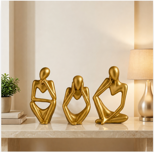 Thinker Statue Decor 5in