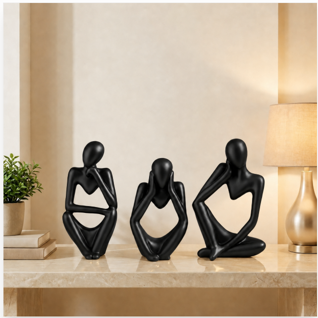 Thinker Statue Decor 5in