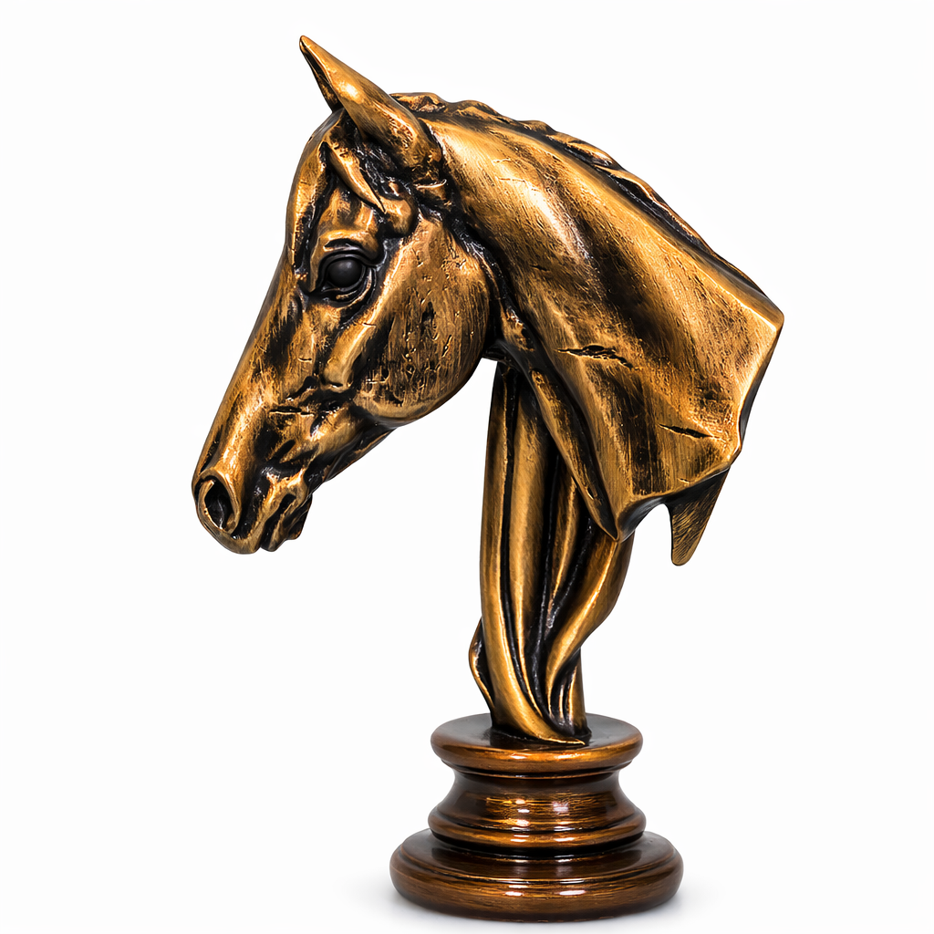 Horse Face Statue with Round Base