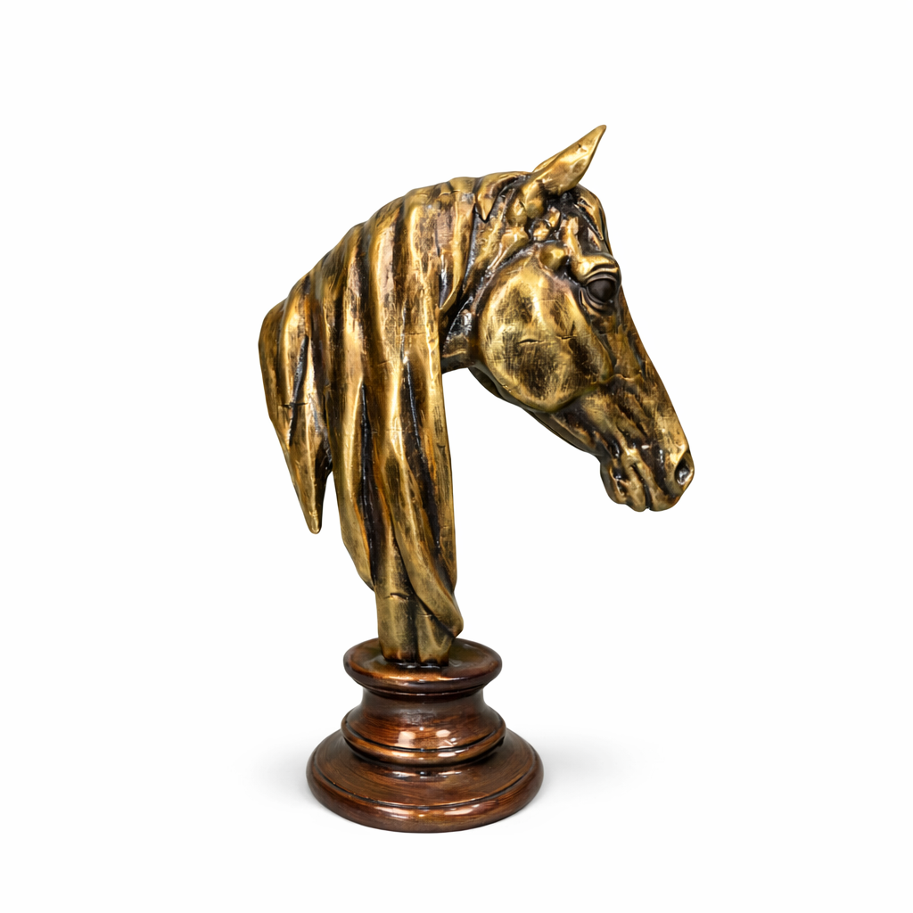Horse Face Statue with Round Base