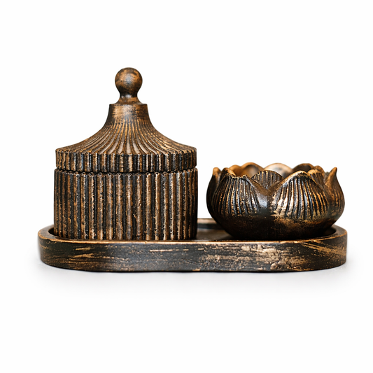 Lotus Shape Jar & Tray